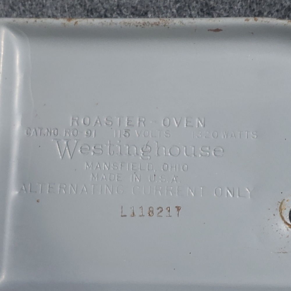 Westinghouse Roaster Oven Base Plate RO-91 Gray Metal Vintage Replacement Part - Picture 7 of 11